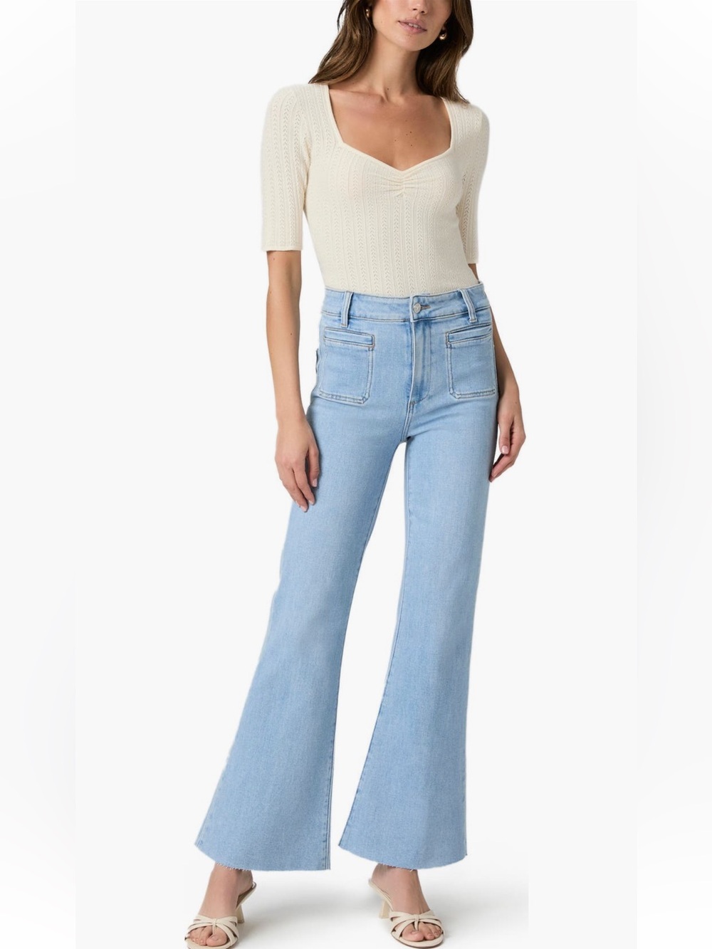 Paige Marlow Skimmer Raw Hem Flare Jeans